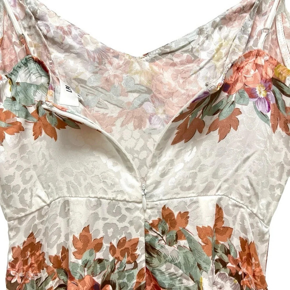 LPA Silk Floral Leopard Jacquard Ruffle Night Out Maxi Dress 167 Size XS - Picture 10 of 13